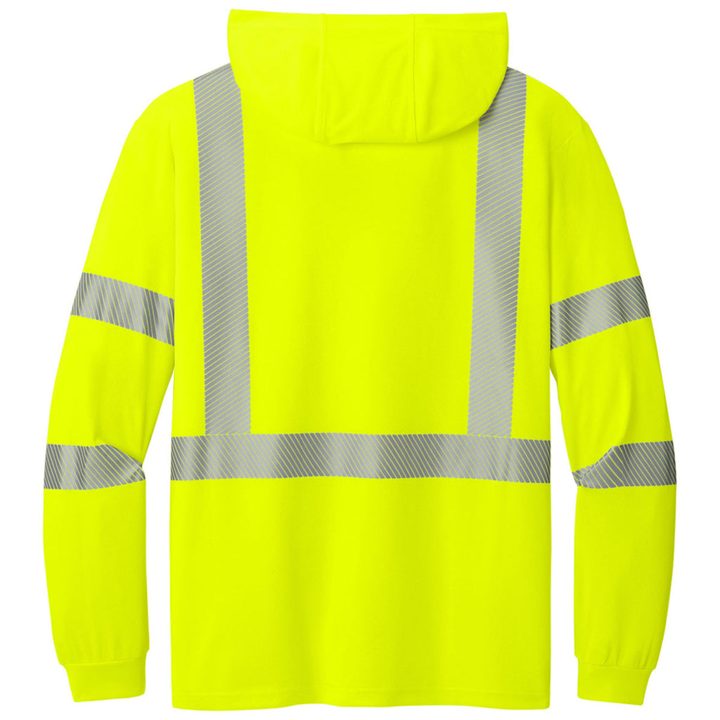 CornerStone Men's Safety Yellow ANSI 107 Class 3 Long Sleeve Segmented Tape Hooded Tee