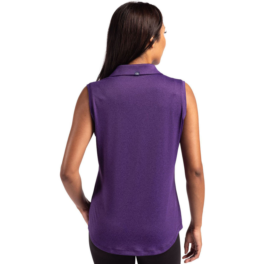 Cutter & Buck Women's Dark College Purple Heather Forge Eco Stretch Recycled Sleeveless Polo
