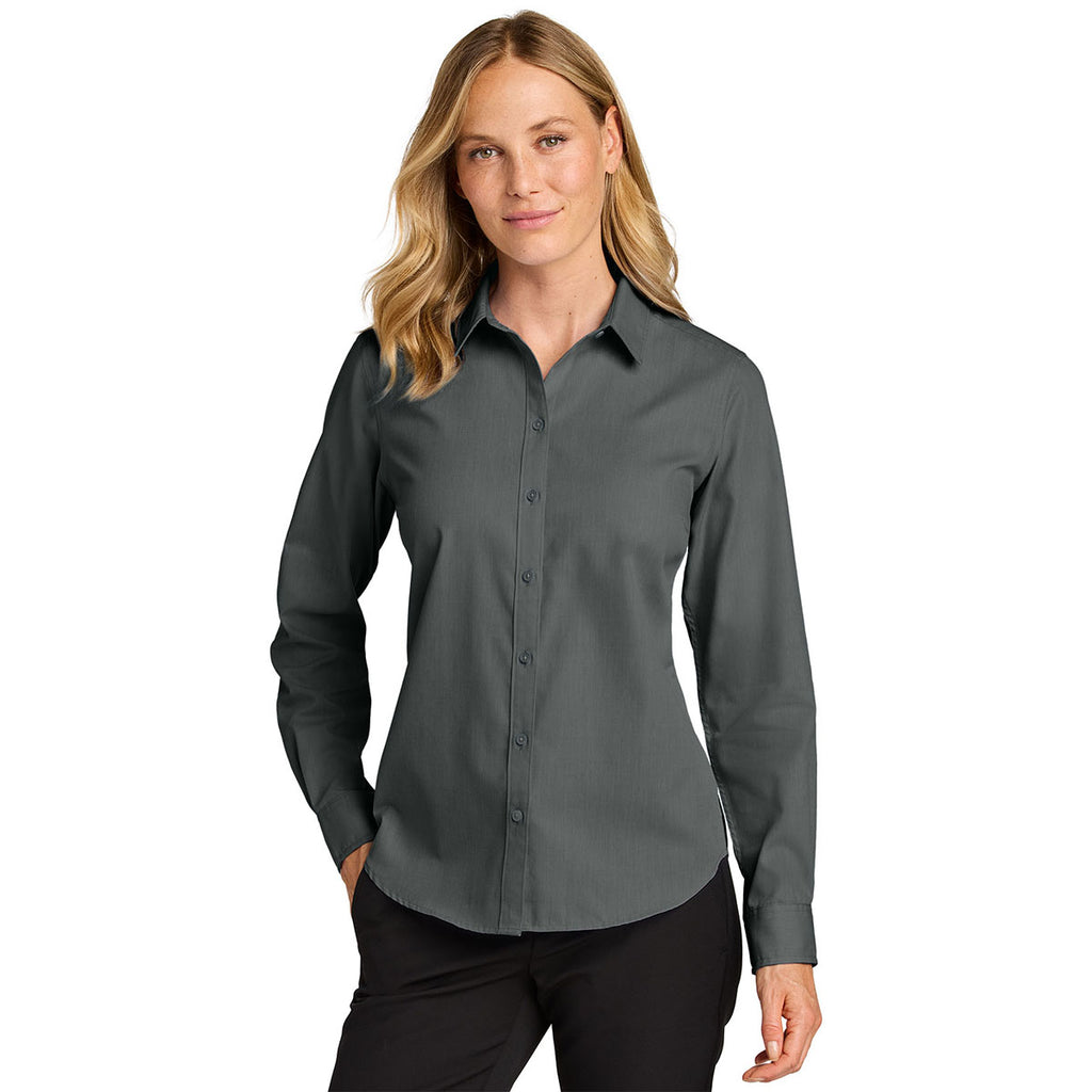 Port Authority Women's Deep Black Long Sleeve Nailhead Easy Care Shirt