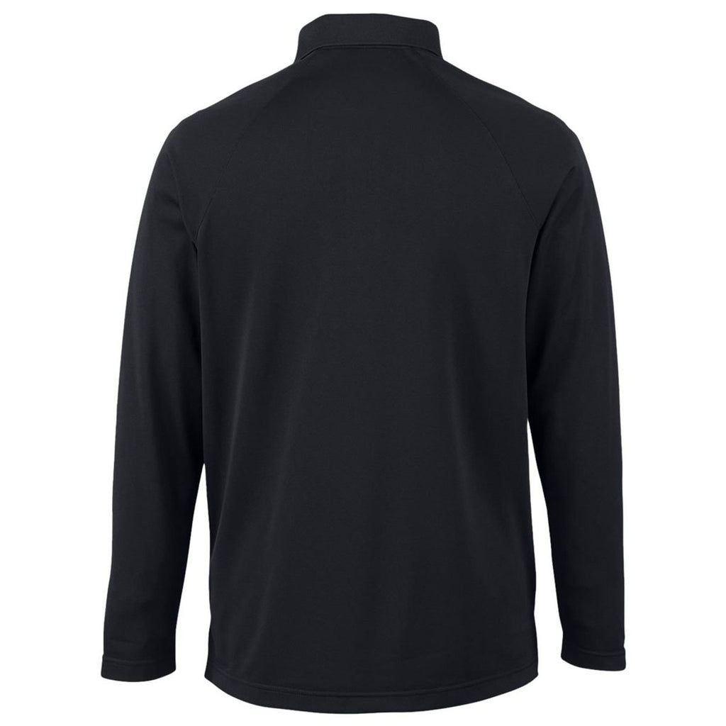 Harriton Men's Black Charge Snag and Soil Protect Long Sleeve Polo