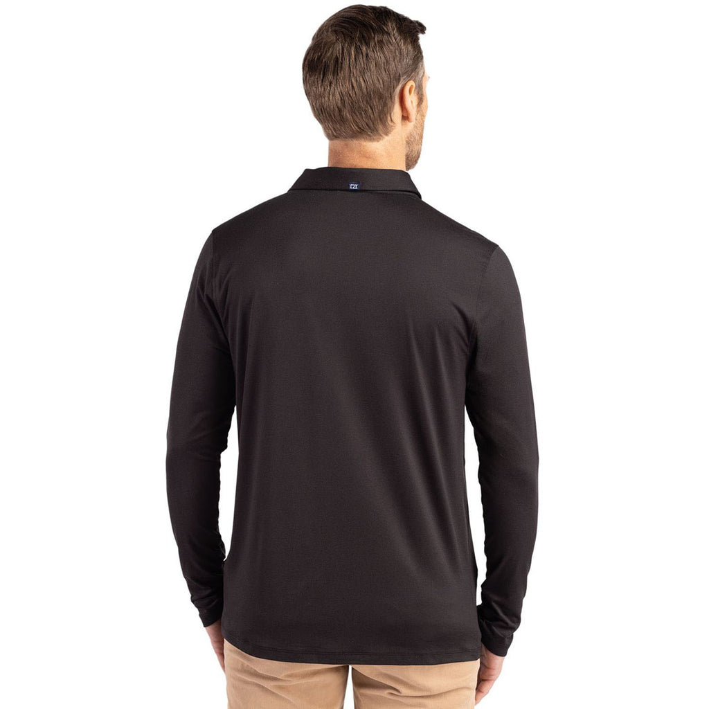 Cutter & Buck Men's Black Coastline Epic Comfort Recycled Long Sleeve Polo