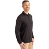 Cutter & Buck Men's Black Coastline Epic Comfort Recycled Long Sleeve Polo