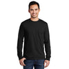 Port & Company Men's Jet Black Tall Long Sleeve Essential Pocket Tee