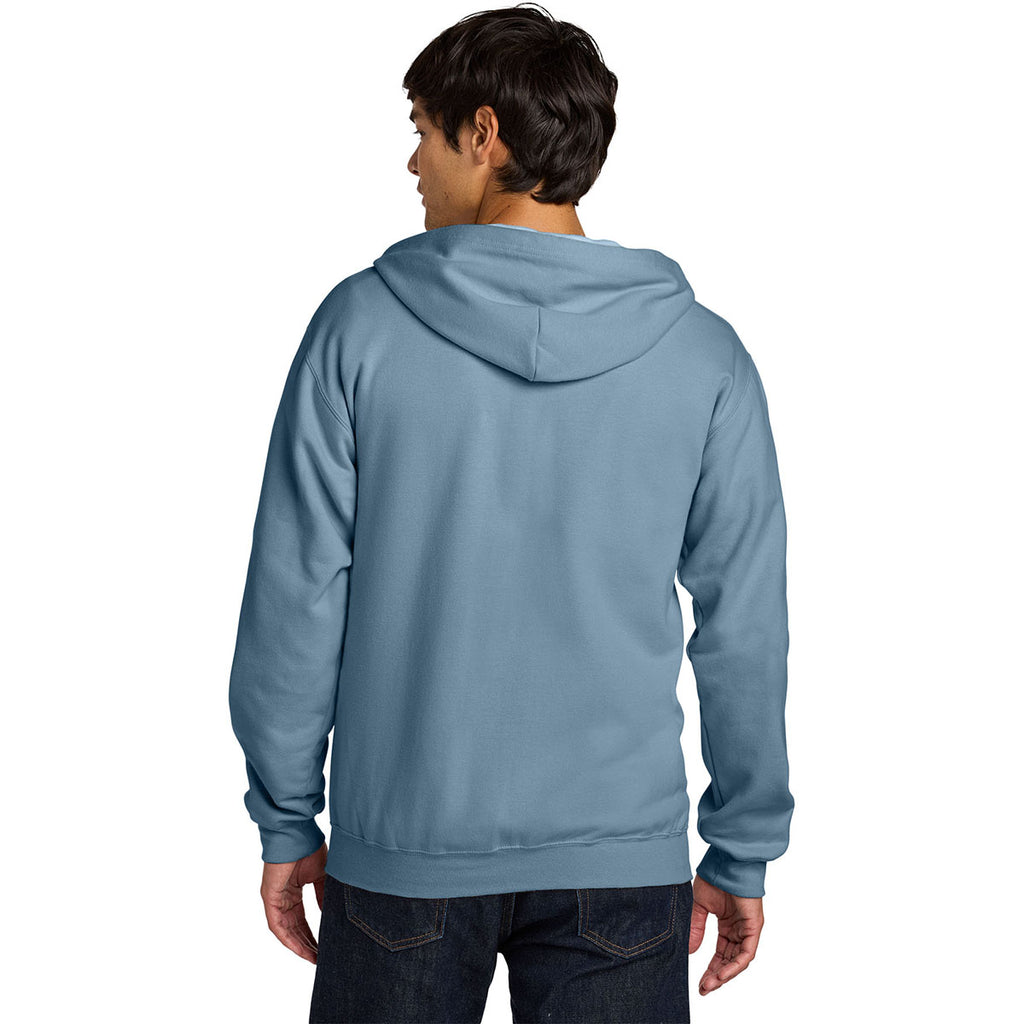 Gildan Men's Stone Blue Softstyle Midweight Fleece Full-Zip Hooded Sweatshirt