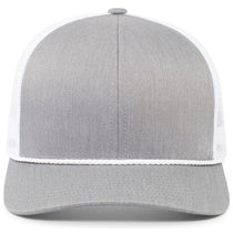Pacific Headwear Heather Grey/White/Heather Grey Trucker Snapback Braid Cap