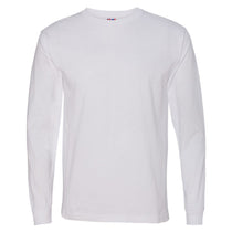 Bayside Men's White USA-Made 100% Cotton Long Sleeve T-Shirt