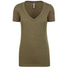 Next Level Women's Military Green CVC Deep V Tee
