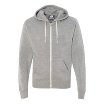 J. America Men's Grey Triblend Triblend Hooded Full-Zip Sweatshirt