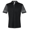 Adidas Men's Black/Grey Three Striped Sleeve Sport Shirt