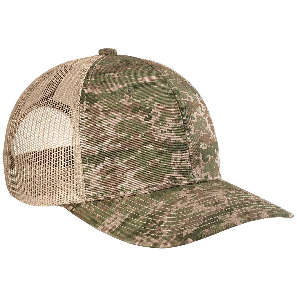 Port Authority Olive Drab Green Digi/Coyote Brown Snapback Digi Camo Trucker Cap