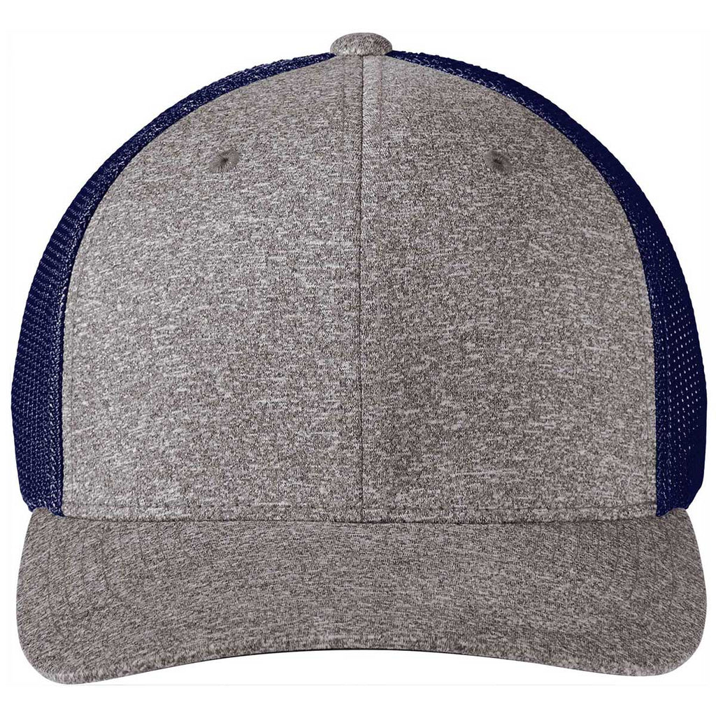 Port Authority True Navy/Grey Heather Flexfit Melange Trucker Mesh Back Cap