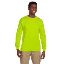 Gildan Men's Safety Green Ultra Cotton 6 oz. Long-Sleeve Pocket T-Shirt