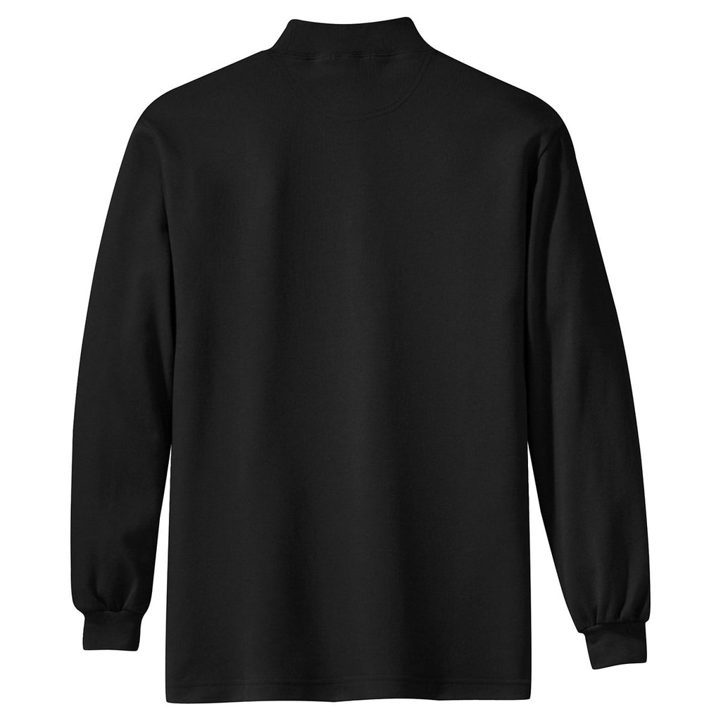 Port Authority Men's Black Interlock Knit Mock Turtleneck