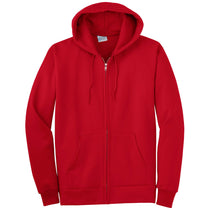 Port & Company Red Ultimate Full Zip Hooded Sweatshirt