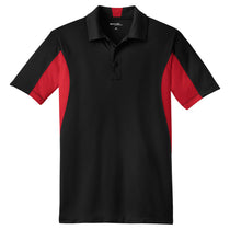 Sport-Tek Men's Black/ True Red Tall Side Blocked Micropique Sport-Wick Polo