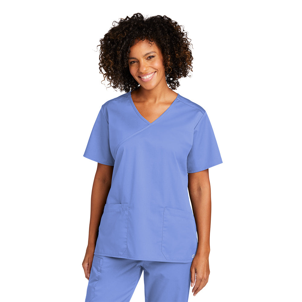 WonderWink Women's Ceil Blue WorkFlex Mock Wrap Top
