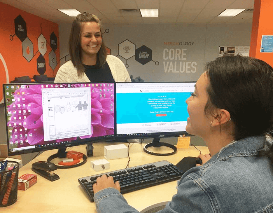 Corporate employees ordering apparel