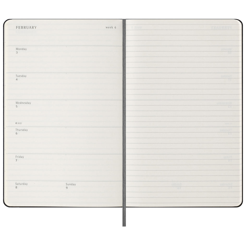 Moleskine Black Hard Cover Large 18 Month Weekly 2024-2025 Planner