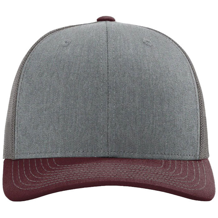 Richardson Heather Grey/Charcoal/Maroon Trucker Cap