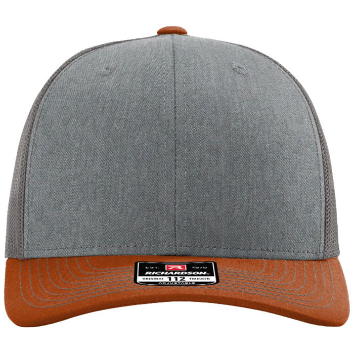 Richardson Heather Grey/Charcoal/Dark Orange Trucker Cap