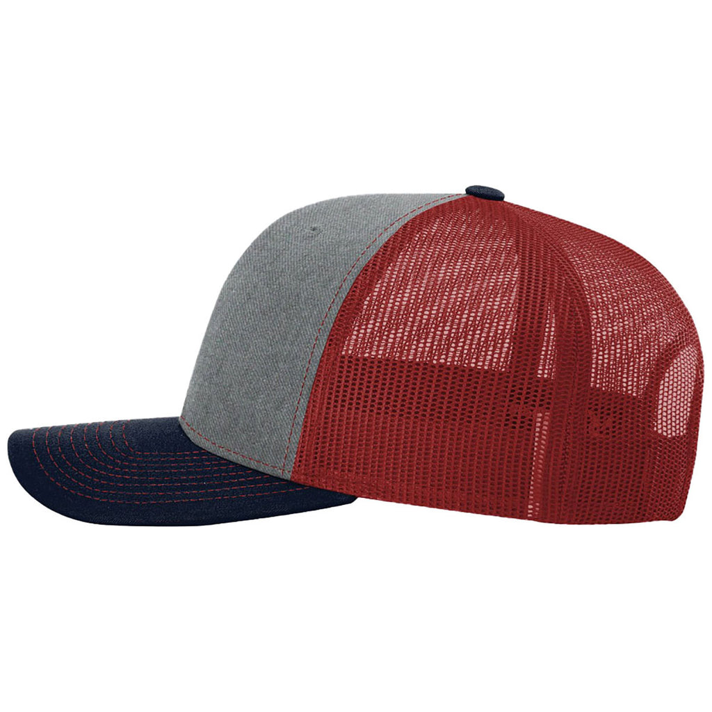 Richardson Heather Grey/Cardinal/Navy Trucker Cap