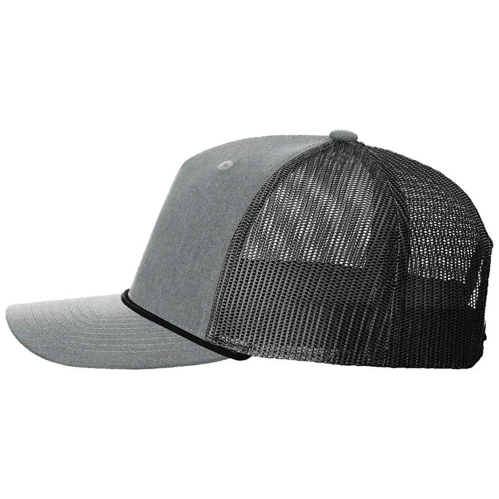 Richardson Heather Grey/Black/Black Five-Panel with Rope