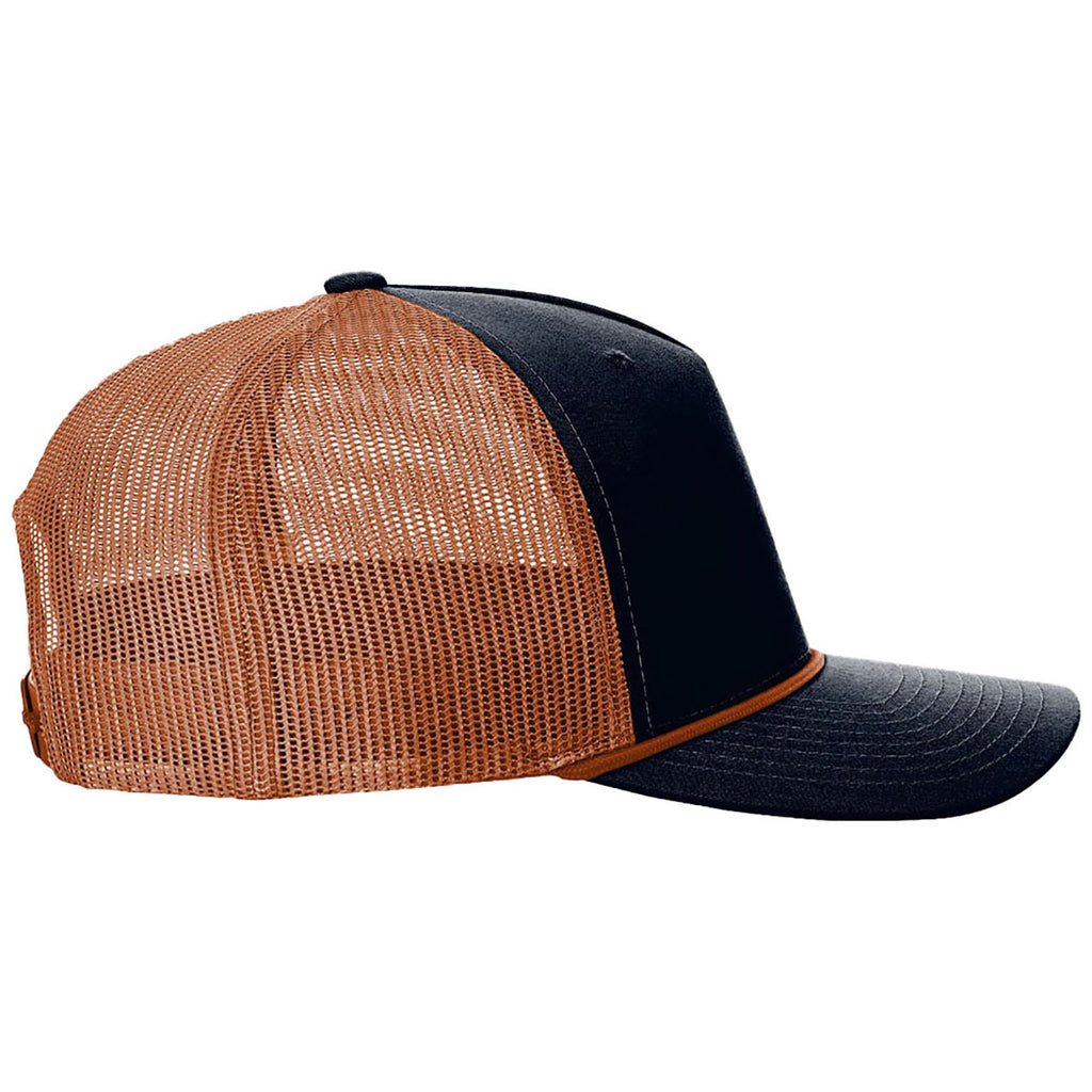 Richardson Navy/Dark Orange/Dark Orange Five-Panel with Rope
