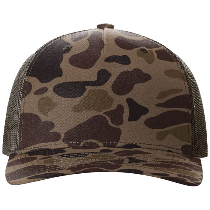 Richardson Bark Duck Camo/Brown Printed Five-Panel Trucker