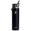 48-Hour Hydro Flask Black Wide Mouth 24oz Bottle with Flex Straw Cap