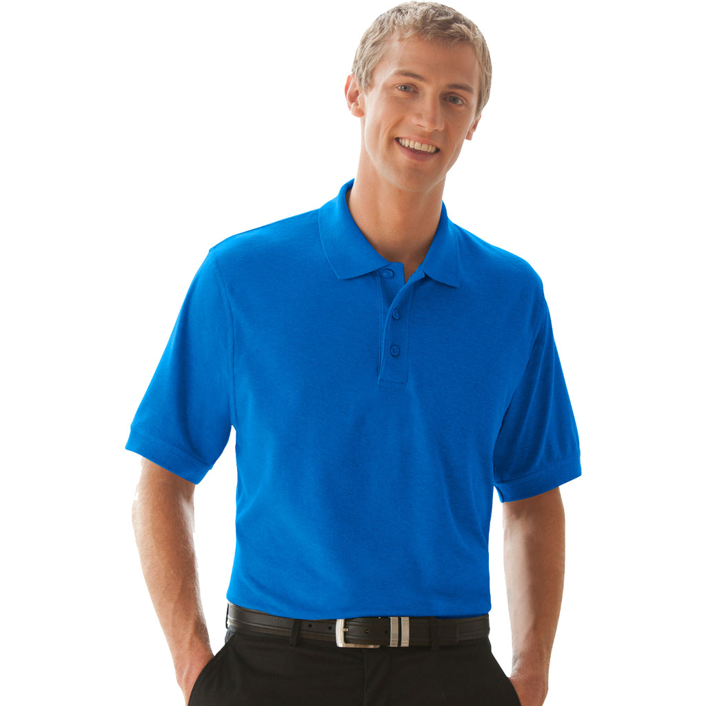 Vantage Men's Royal Soft-Blend Double-Tuck Pique Polo