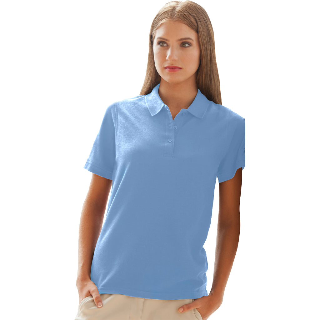 Vantage Women's Carolina Blue Soft-Blend Double-Tuck Pique Polo