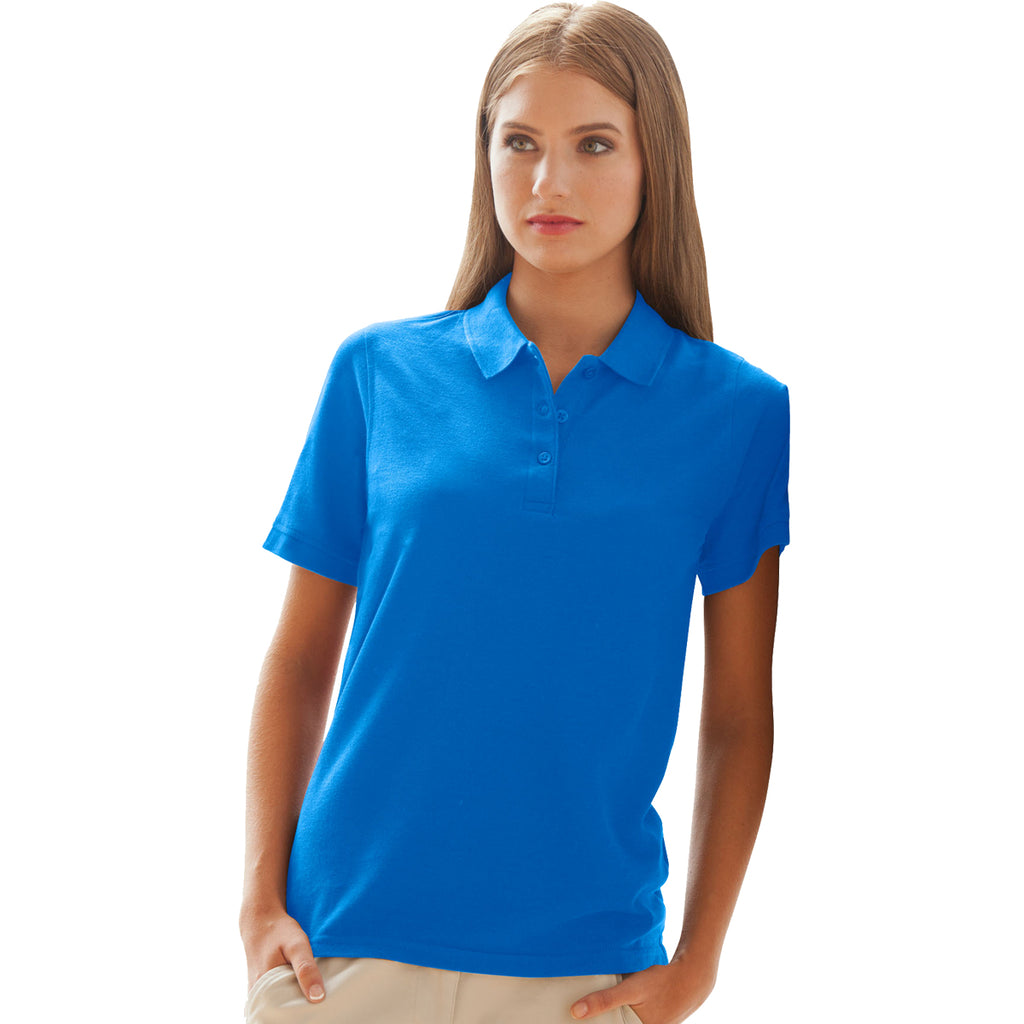 Vantage Women's Royal Soft-Blend Double-Tuck Pique Polo