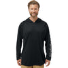 Columbia Men's Black/Cool Grey PFG Terminal Tackle Hooded Long Sleeve T-Shirt