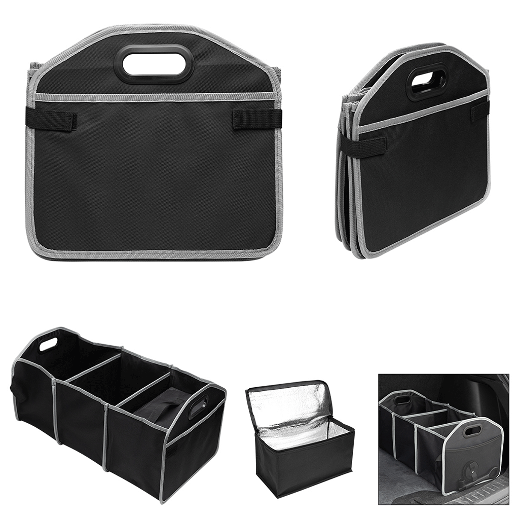Hit Black with Grey Trunk Organizer with Cooler Bag