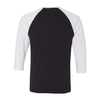 Bella + Canvas Unisex Black/White 3/4 Sleeve Baseball T-Shirt