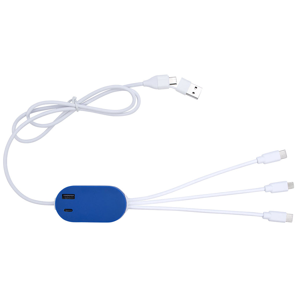 Good Value Blue DualLink Charging Cable 2A with USB Hub