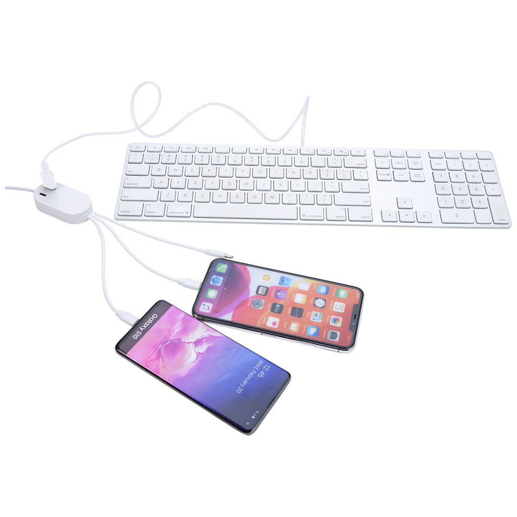 Good Value White DualLink Charging Cable 2A with USB Hub