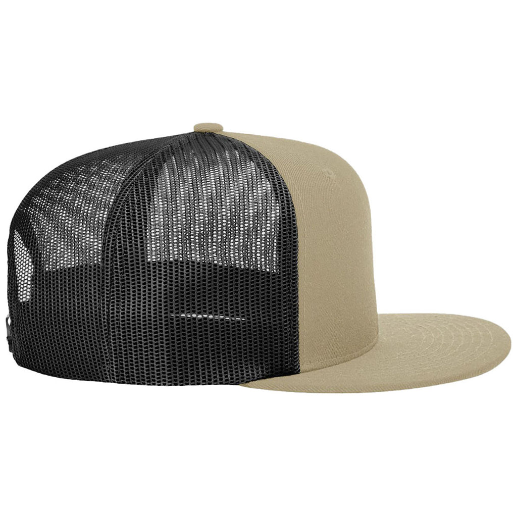 Richardson Khaki/Black Acrylic-Wool Blend Flatbill Trucker