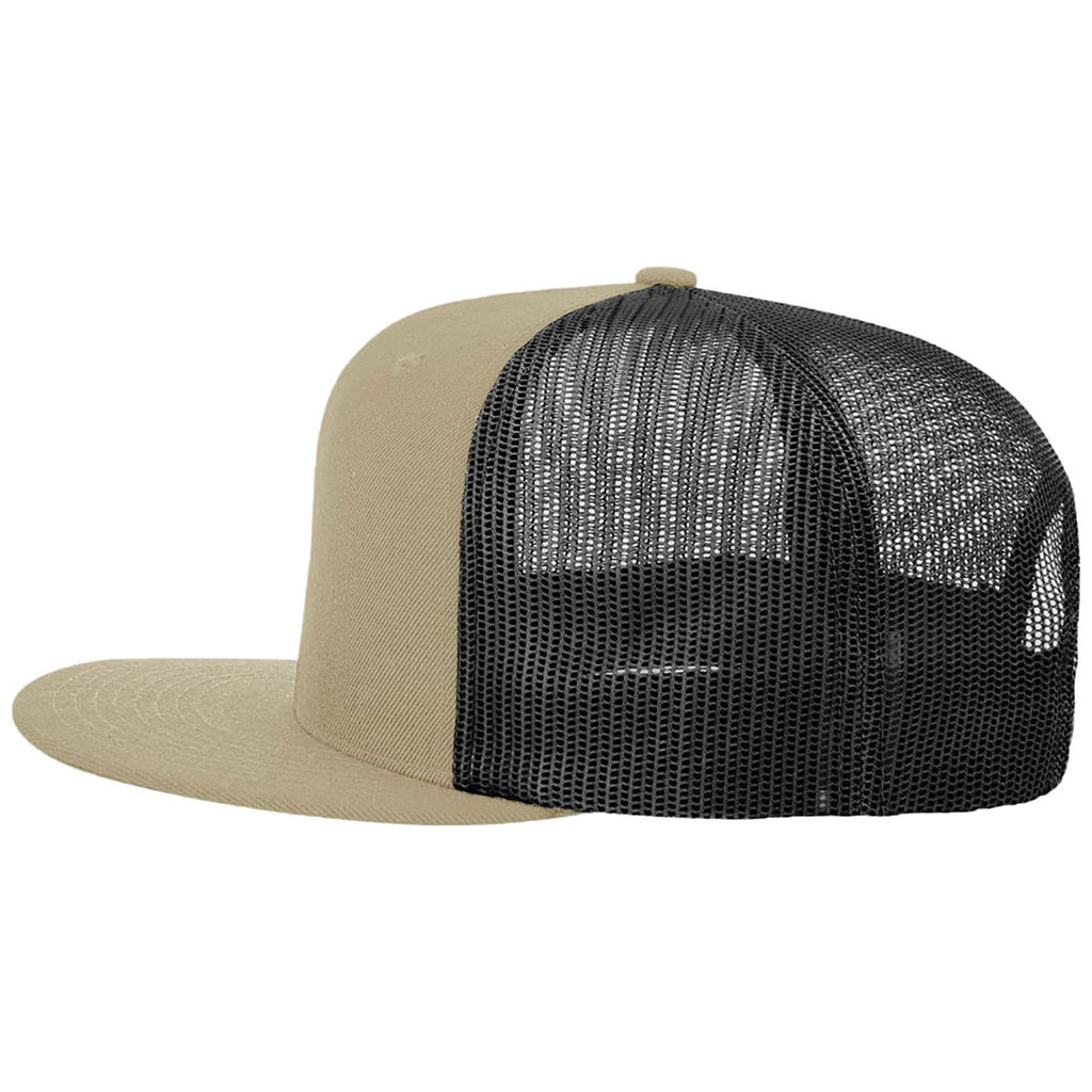 Richardson Khaki/Black Acrylic-Wool Blend Flatbill Trucker