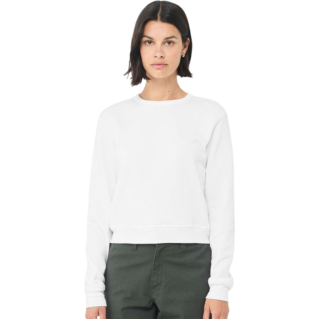 Bella + Canvas Women's White Sponge Fleece Classic Crewneck Sweatshirt