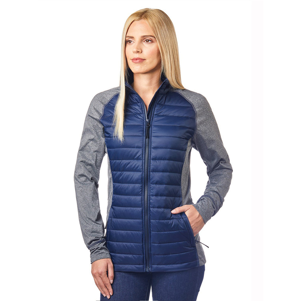 Landway Women's Navy/Grey Refuge Hybrid Lightweight Puffer