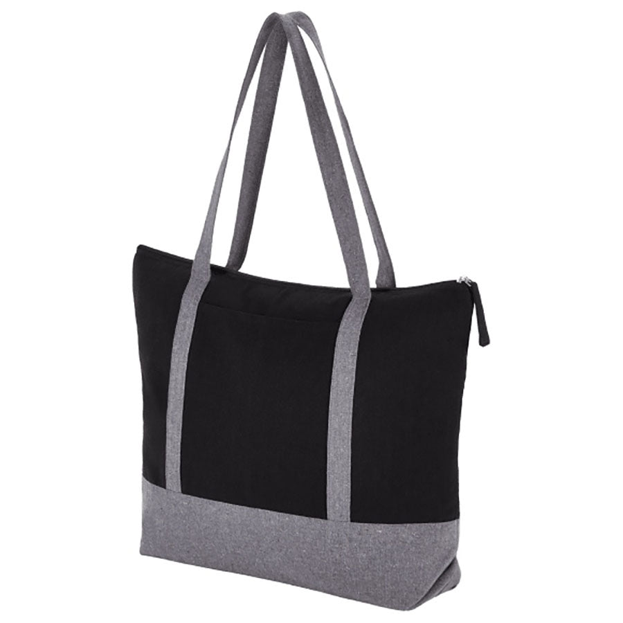 Leed's Black Repose 10oz Recycled Cotton Zippered Tote