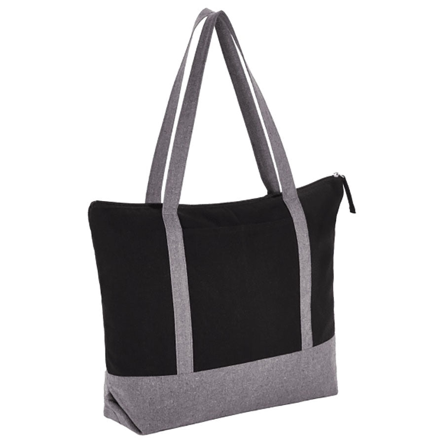 Leed's Black Repose 10oz Recycled Cotton Zippered Tote