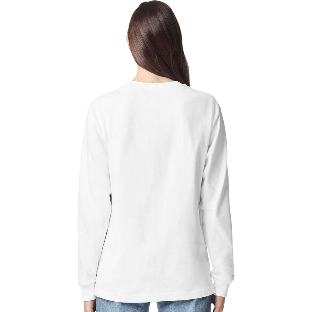 American Apparel Unisex White Super Heavyweight Long Sleeve Pocket Tee