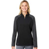 Adidas Women's Black Stripe Block Quarter-Zip Pullover