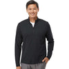 Adidas Men's Black Melange 3-Stripes Quarter-Zip Sweater