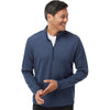 Adidas Men's Collegiate Navy Melange 3-Stripes Quarter-Zip Sweater