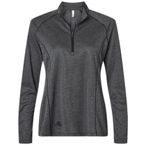 Adidas Women's Black Melange Space Dyed Quarter Zip Pullover