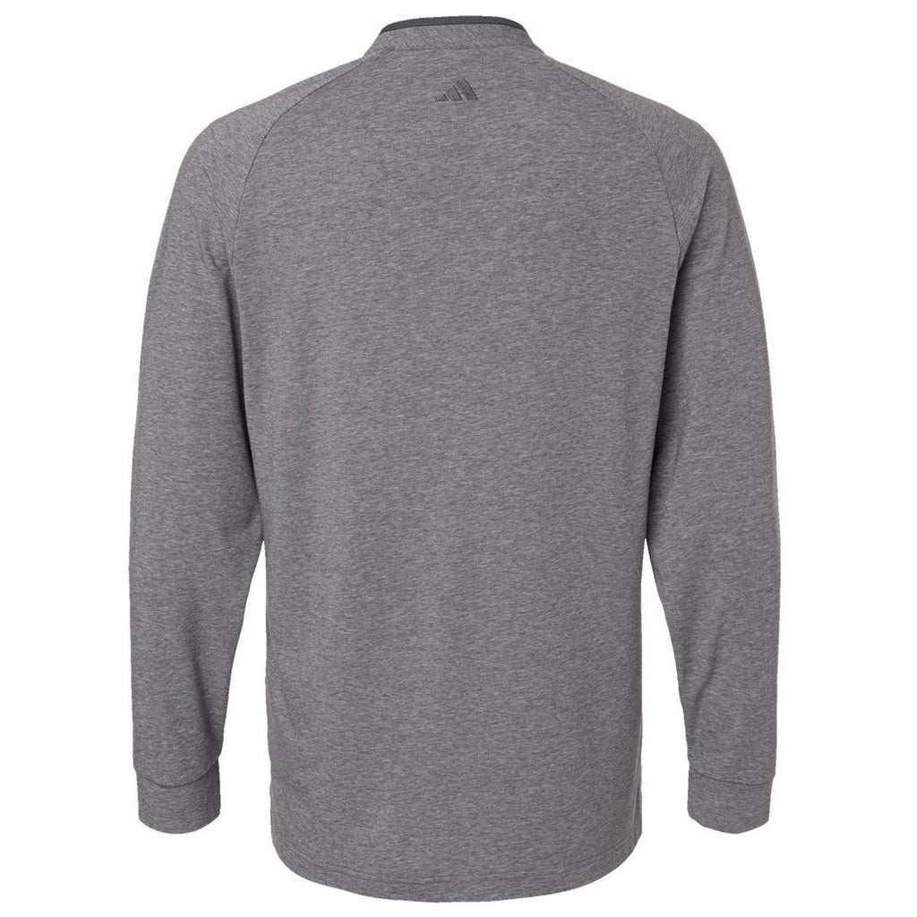 Adidas Men's Grey Five Melange Henley Long Sleeve Tee