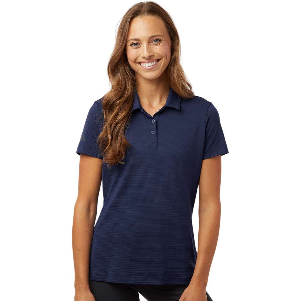 Adidas Women's Dark Blue Textured Stripe Polo